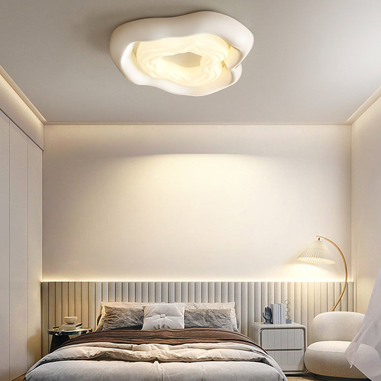 Modern Minimalist Cream Cloud PE Iron LED Flush Mount Ceiling Light For Living Room