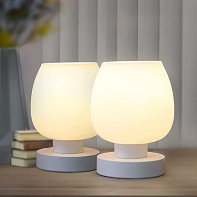 Modern Minimalist Flat Round Glass Iron 1-Light Table Lamp For Living Room