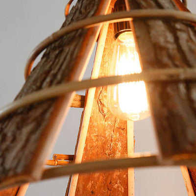 Modern Creative Minimalist Rattan Coarse Bark Horn 1-Light Pendant Light