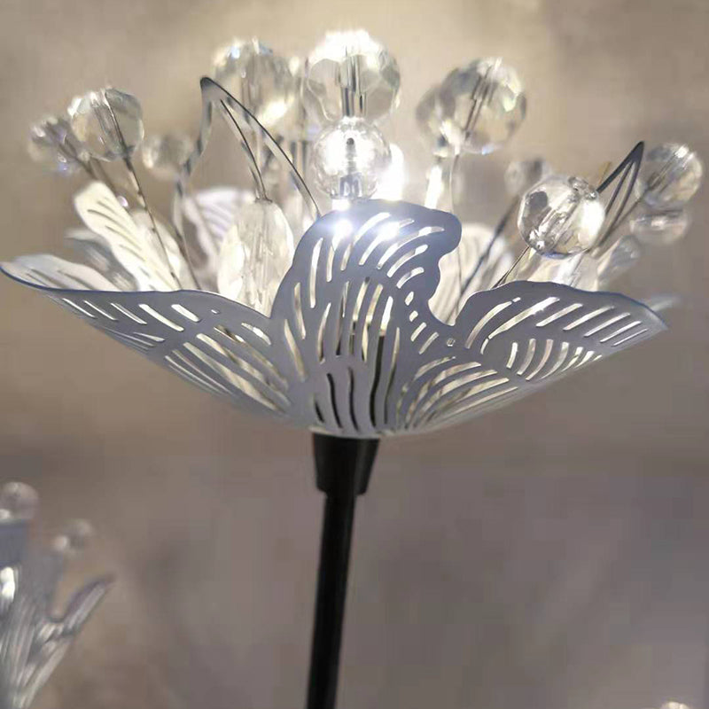 Contemporary Creative Iron Stainless Steel Crystal Taraxacum Mongolicum Flower 3-Light Wall Sconce Lamp For Bedroom