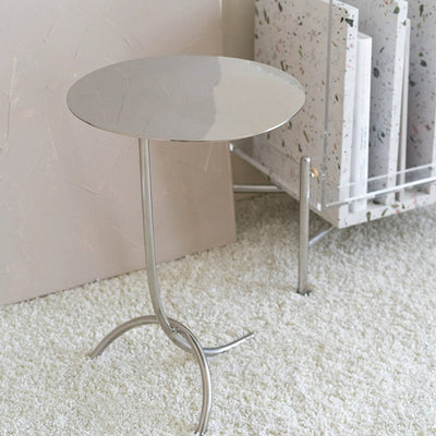 Modern Minimalist Round J-Shaped Stainless Steel Coffee Table For Living Room