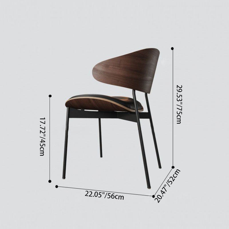 Modern Luxury Loop Curved Back Microfiber Leather Carbon Steel Dining Chair Backrest For Dining Room