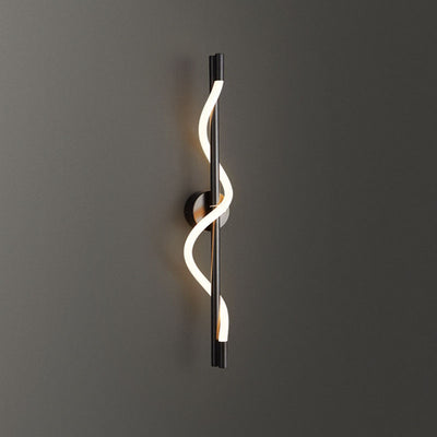 Modern Minimalist Cylinder Wave Stripe Copper Acrylic LED Wall Sconce Lamp For Living Room