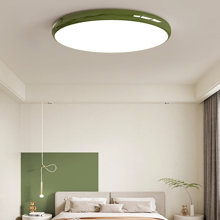 Modern Minimalist Macaron Acrylic Round Shade LED Flush Mount Ceiling Light For Bedroom