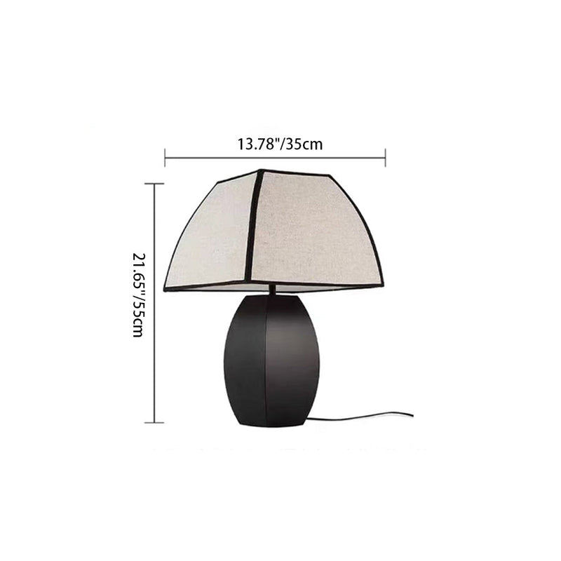 Modern Minimalist Quadrilateral Metal Fabric 1-Light Table Lamp For Bedroom