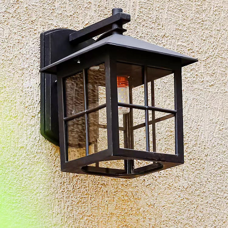 Modern Simplicity Waterproof Aluminum Square Glass Shade 1-Light Wall Sconce Lamp For Outdoor Patio