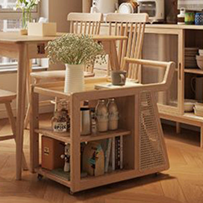 Contemporary Retro Solid Wood Movable Multifunctional Storage End Table 3-Tier For Living Room