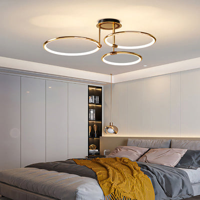 Contemporary Luxury Circle Combo Design LED Semi-Flush Mount Ceiling Light For Bedroom