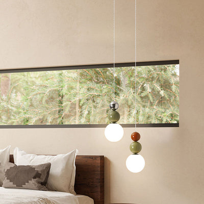 Modern Minimalist Round Ball Iron Glass 1-Light Pendant Light For Bedroom