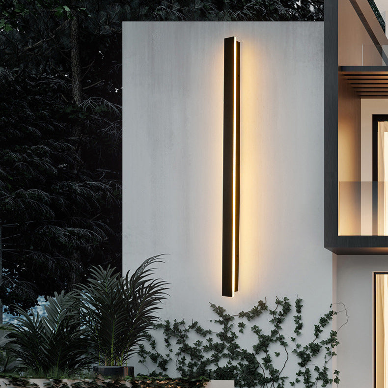 Modern Minimalist Long Rectangular Aluminum Acrylic LED Wall Sconce Lamp For Garden