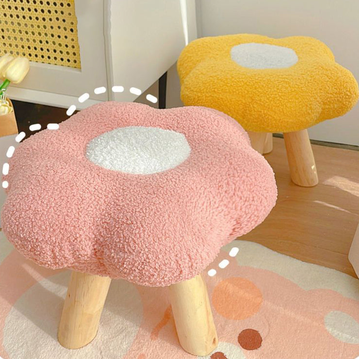 Contemporary Creative Flower Shape Velvet Footstool For Entryways