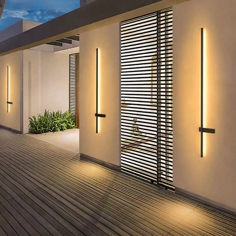 Modern Minimalist Waterproof One Word Long Iron Acrylic LED Outdoor Wall Sconce Lamp For Garden