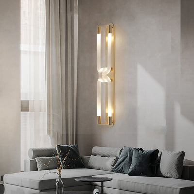 Nordic Light Luxury Golden White Tube LED Wall Sconce Lamp