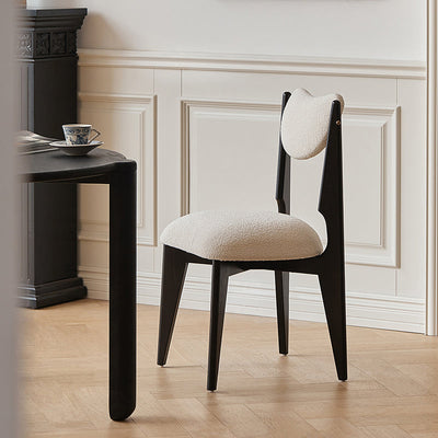 Modern Minimalist Square Wood Velvet Dining Chair Backrest Armless For Dining Room