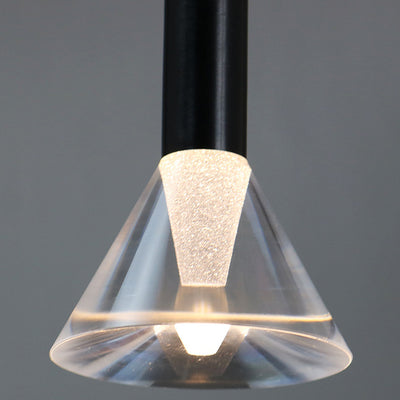 Contemporary Scandinavian Clear Cone Acrylic Aluminum LED Pendant Light For Living Room