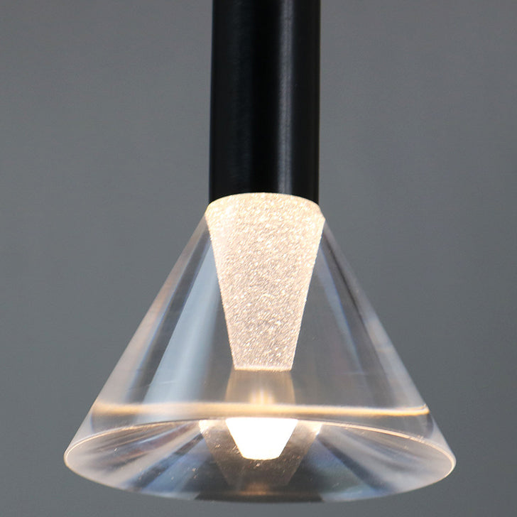 Contemporary Scandinavian Clear Cone Acrylic Aluminum LED Pendant Light For Living Room