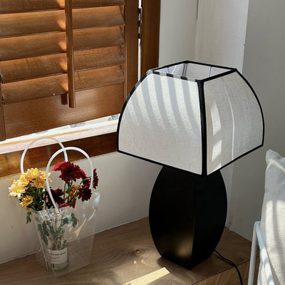 Contemporary Vintage Quadrilateral Column Iron Fabric 1-Light Table Lamp For Bedroom