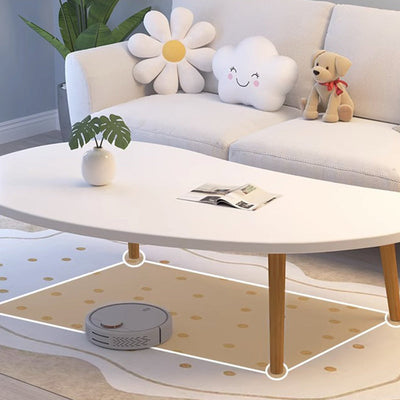 Modern Minimalist Mango Shape Oval Density Plate Wood Coffee Table For Living Room