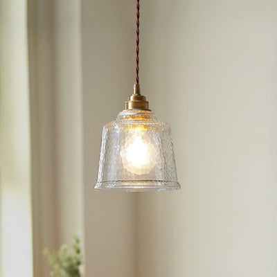 Contemporary Scandinavian Cylinder Glass Copper 1-Light Pendant Light For Dining Room