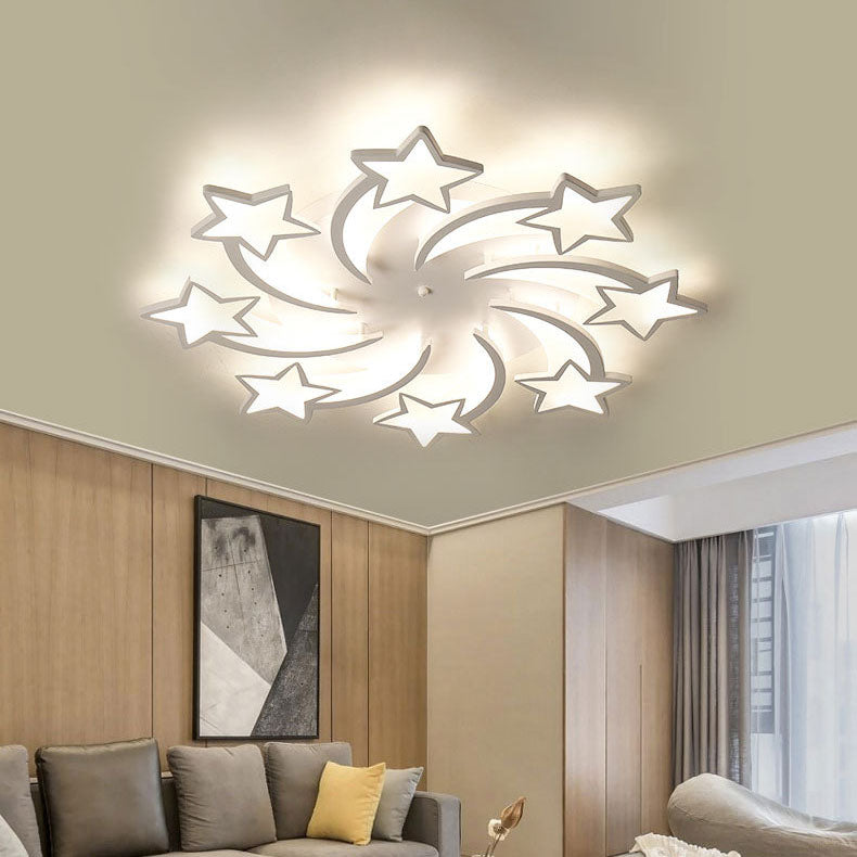 Modern Minimalist Star Hardware Acrylic LED Semi-Flush Mount Ceiling Light For Living Room