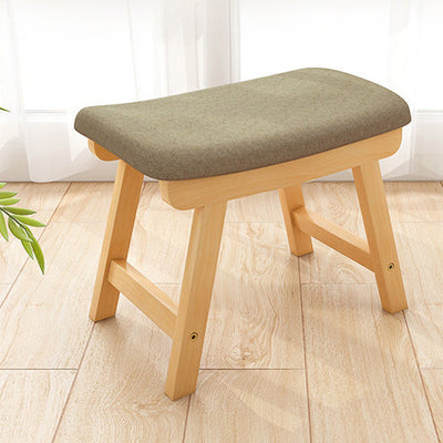 Contemporary Simplicity Rectangular Wood Fabric Vanity Stool Backless Armless For Bedroom