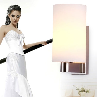 Modern Minimalist Iron Glass Cylinder 1-Light Wall Sconce Lamp For Hallway