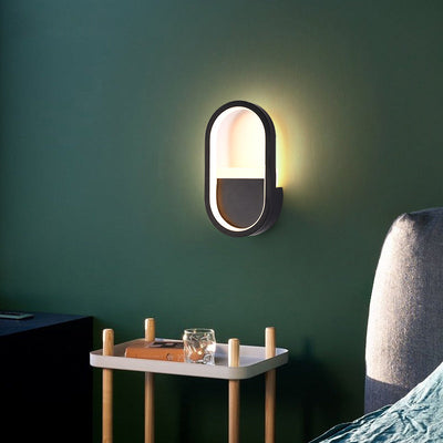 Modern Minimalist Iron Silicone Elliptical Circular Arc LED Wall Sconce Lamp For Bedroom