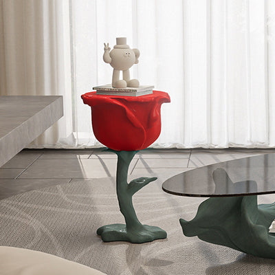 Contemporary Creative Red Rose Flower Shape Fiberglass Coffee Table For Living Room