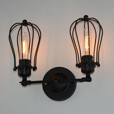 Contemporary Industrial Iron Frame 1/2-Light Wall Sconce Lamp For Living Room