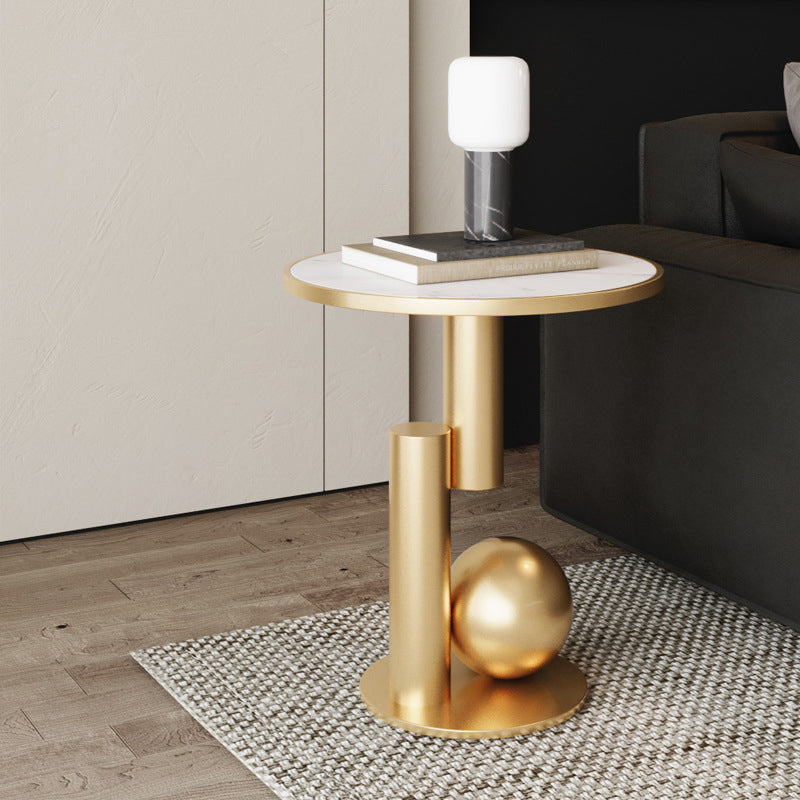 Contemporary Scandinavian Geometric Cylinder Sintered Stone Side Table For Living Room