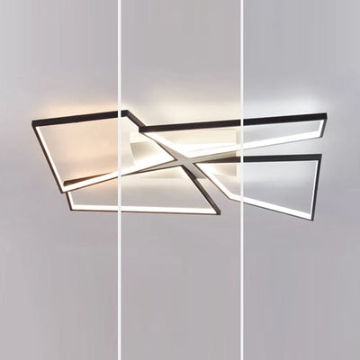 Modern Minimalist Triangle Patchwork Square Rectangle Aluminum Iron Silicone LED Flush Mount Ceiling Light For Bedroom