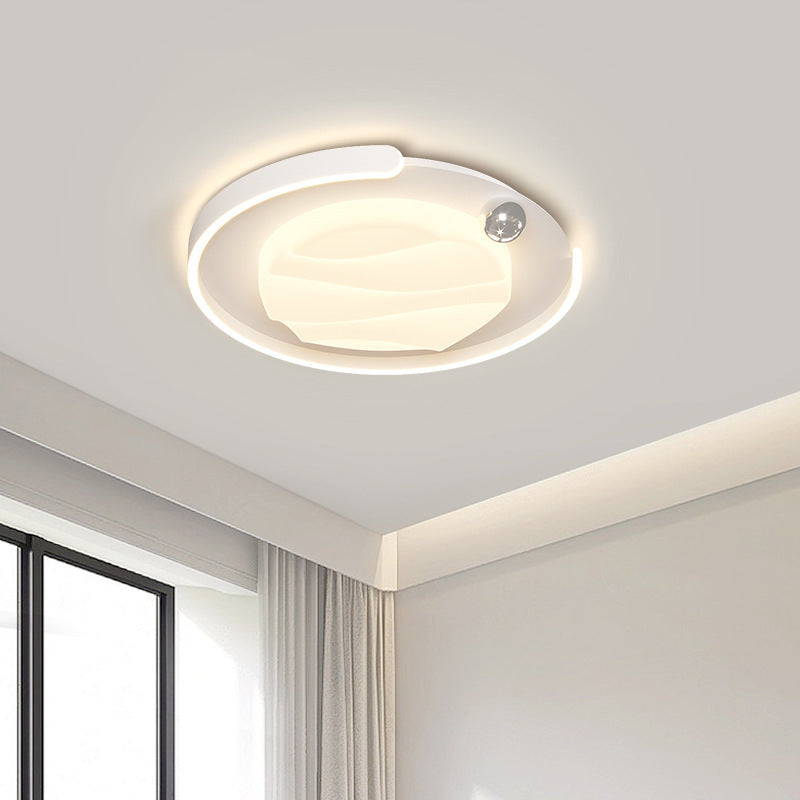 Contemporary Nordic Iron Acrylic Round Square Rectangular Ripple LED Flush Mount Ceiling Light For Bedroom