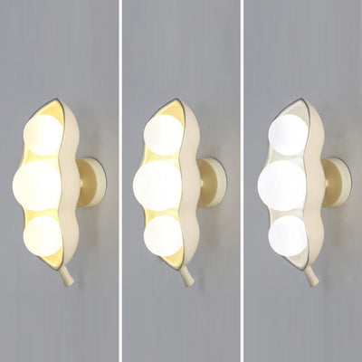 Contemporary Creative Resin Glass Pea Pod Design 3-Light Wall Sconce Lamp For Bedroom