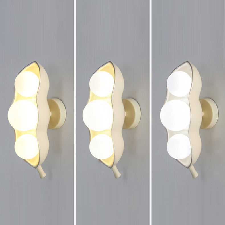 Contemporary Creative Resin Glass Pea Pod Design 3-Light Wall Sconce Lamp For Bedroom