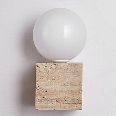 Modern Minimalist Round Ball Square Stone Glass 1-Light Wall Sconce Lamp