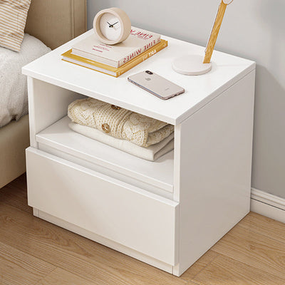 Modern Minimalist Rectangular Density Panel Nightstand 1-Cabinet Drawer For Bedroom