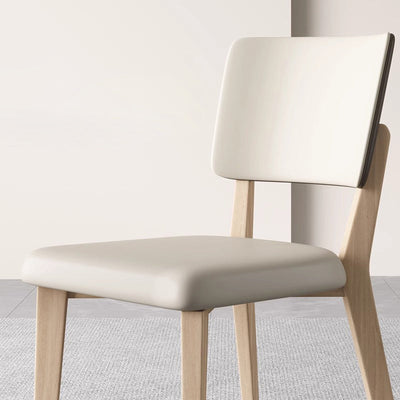 Contemporary Nordic Square Leather Solid Wood Frame Dining Chair Backrest For Dining Room