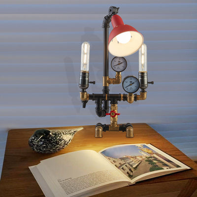 Contemporary Industrial Plumbing Robot Aluminum Iron 3-Light Table Lamp For Living Room