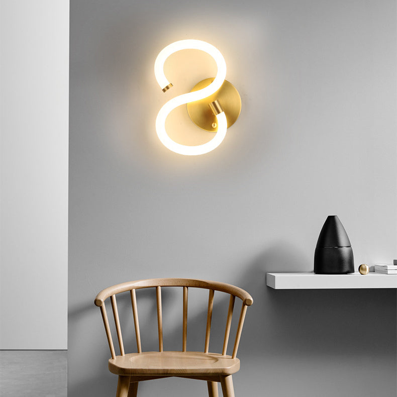 Contemporary Creative Brass Acrylic Round Oval Figure Six Eight Letter LED Wall Sconce Lamp For Hallway