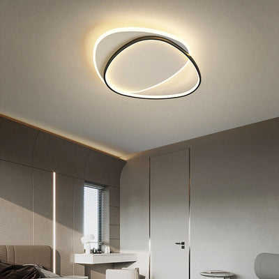 Modern Minimalist Triangle Oval Acrylic Iron LED Flush Mount Ceiling Light For Living Room