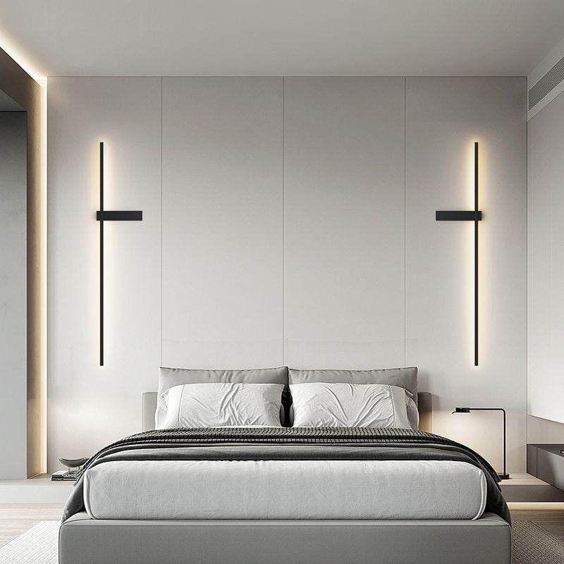 Modern Minimalist Iron Aluminum Silica Strip Line LED Wall Sconce Lamp For Bedroom