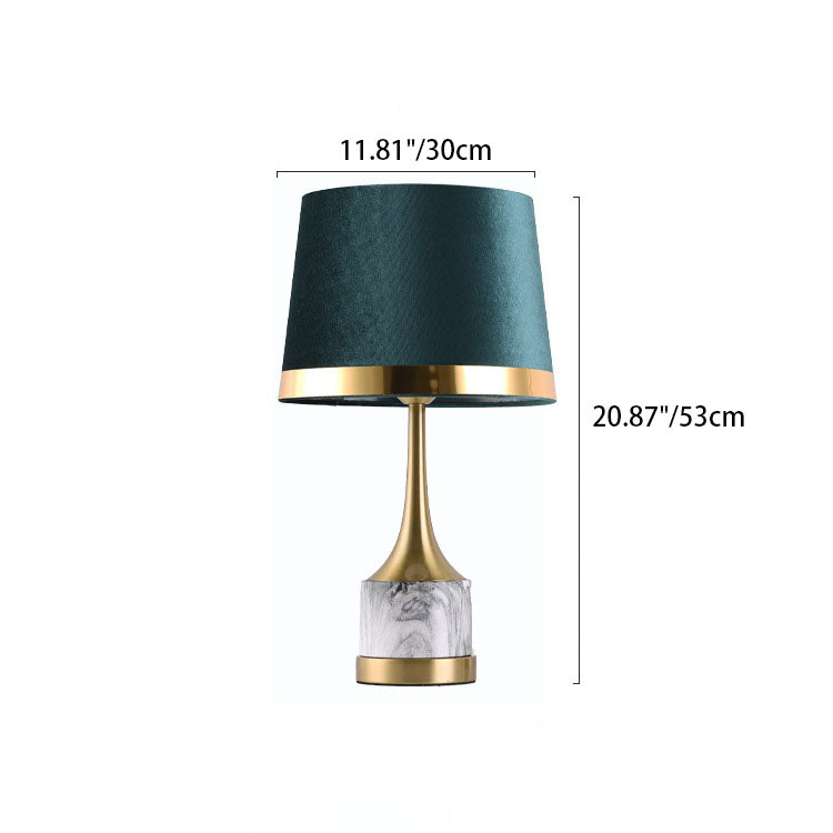 Modern Luxury Green Fabric Cover Iron Base 1-Light Table Lamp For Home Office