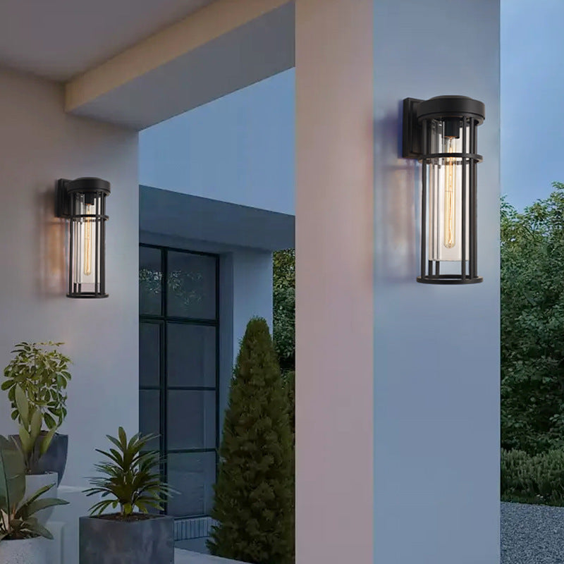 Contemporary Simplicity Aluminum Glass Cylinder 1-Light Outdoor Wall Sconce Lamp For Garden