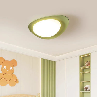 Modern Minimalist Cobblestone Elliptical Resin PE LED Flush Mount Ceiling Light For Bedroom