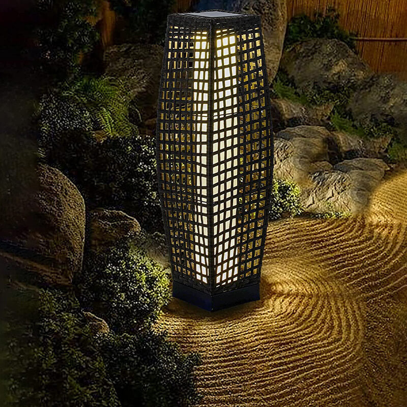 Lumière de paysage extérieure à LED ajourée à cylindre minimaliste moderne et solaire 