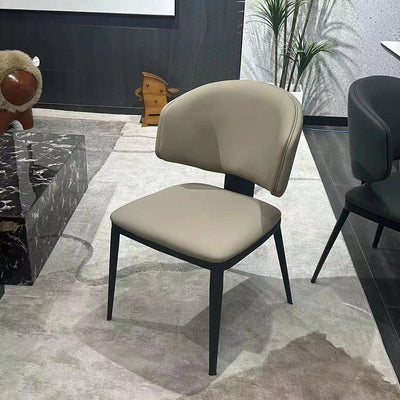 Modern Luxury Square Leather Iron Chair Backrest Armless For Living Room