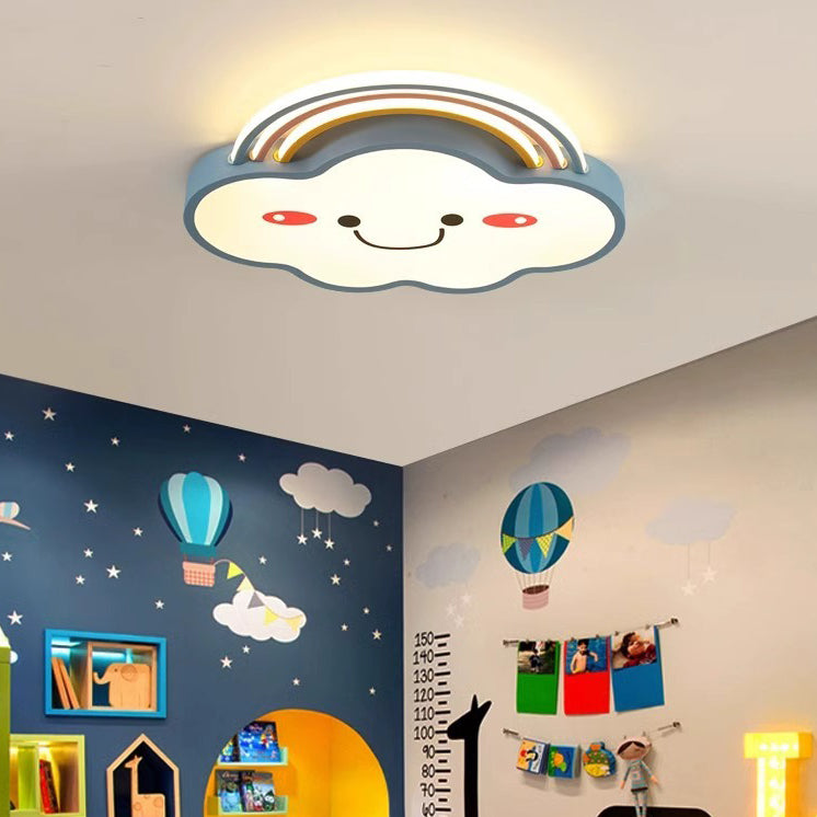 Contemporary Creative Rainbow Iron PVC LED Flush Mount Ceiling Light For Bedroom