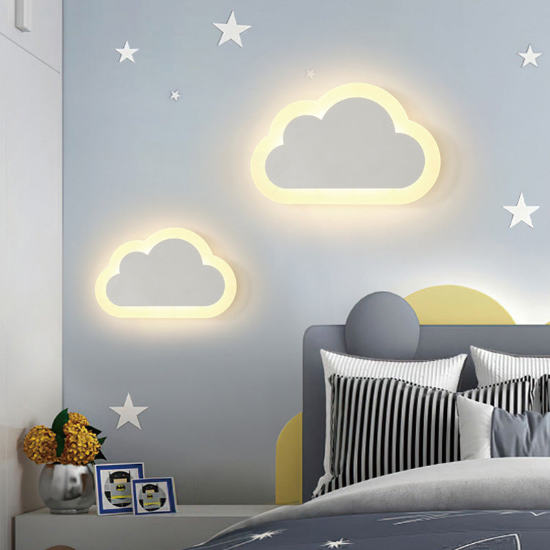 Contemporary Simplicity Aluminum Cloud Frame Silicone Strip LED Kids Wall Sconce Lamp For Bedroom