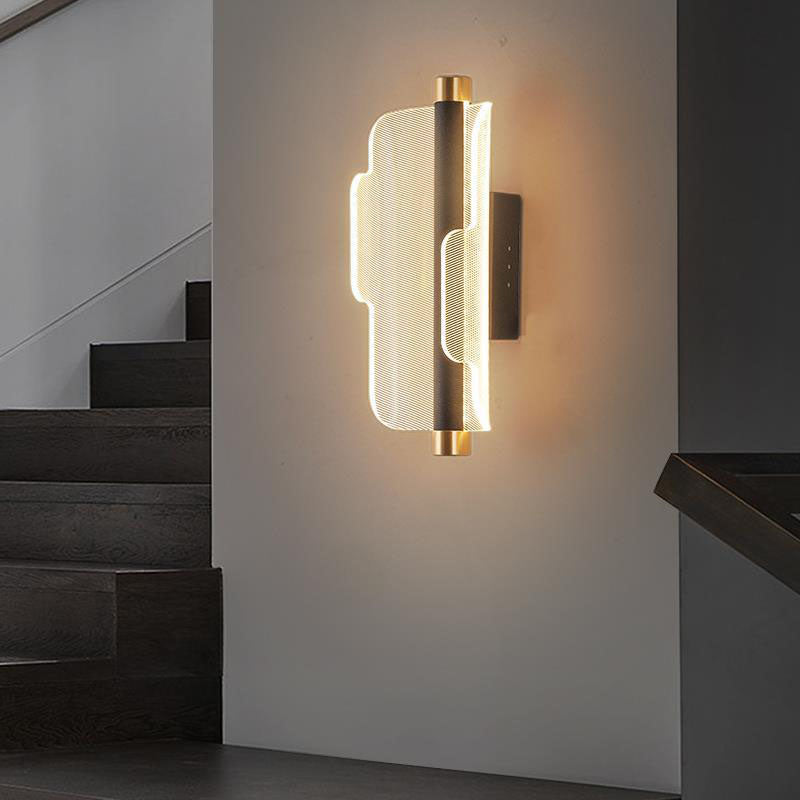 Modern Mid-Century Cylinder Hardware Acrylic LED Wall Sconce Lamp For Bedroom