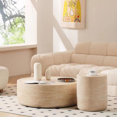 Modern Minimalist Round Fiberglass Coffee Table For Living Room